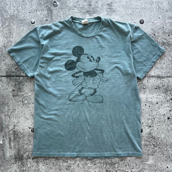 Disney Store Other - Vintage Mickey Mouse T-Shirt Men Large Green Distressed Disney Store Cartoon 90s